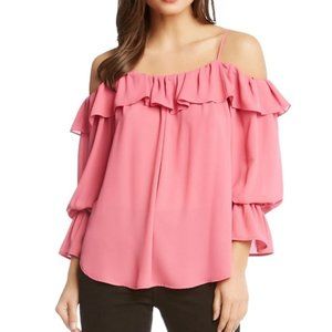 Karen Kane Cold Shoulder Pink Top Small